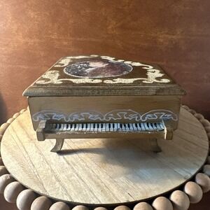 Sankyo Vintage Piano Jewelry Music Box -Red  Velvet-Love Story Theme -French Art
